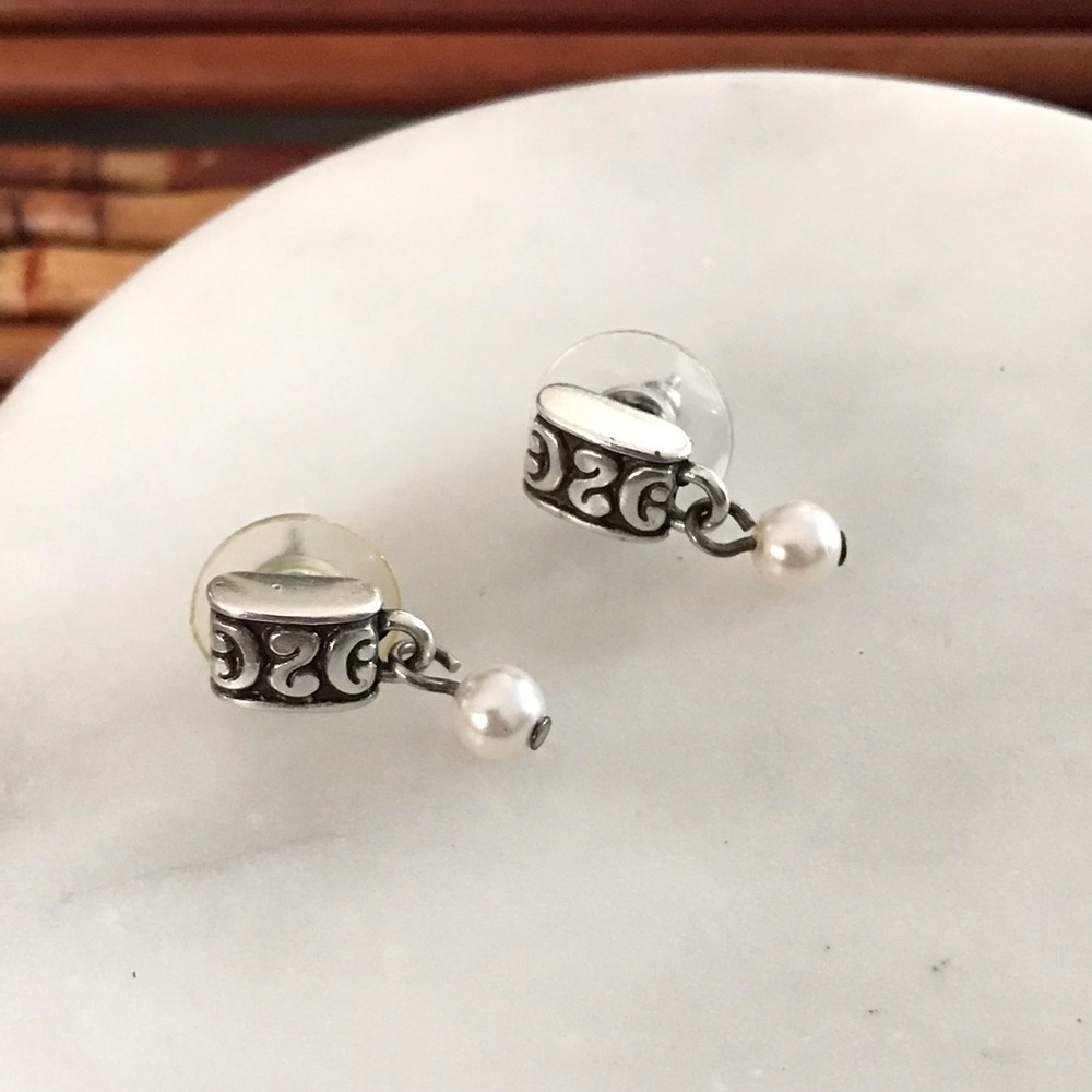 Brighton Silver and Pearl Post Earrings